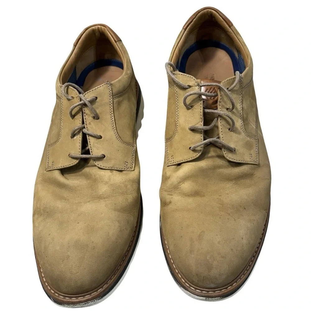 Johnston And Murphy's Men's 14 M Tan Nubuck Oxford Dress Shoes True Foam Comfort